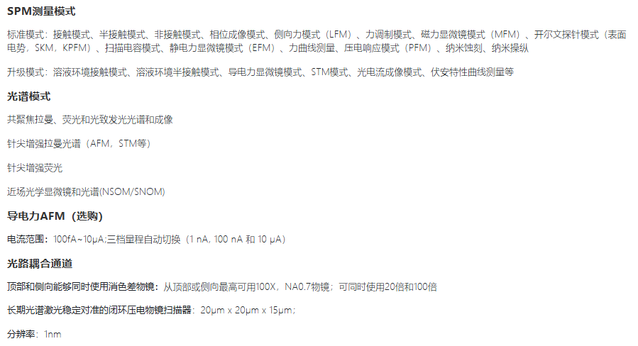 HORIBA XploRA Nano參數